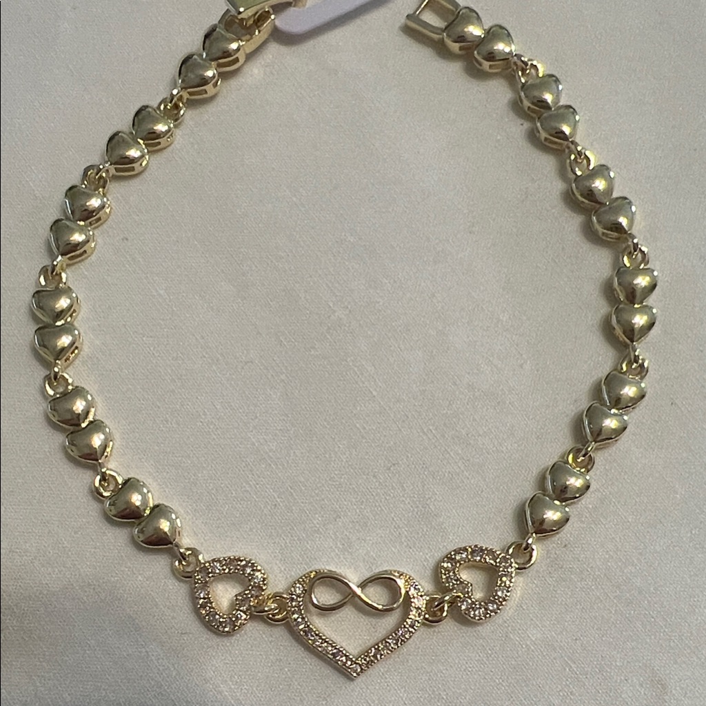 Gold Heart Link Bracelet With Infinity Accent
